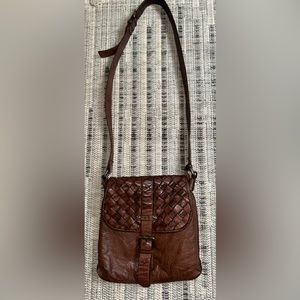 Civico 93 Bag Crossbody Soft Woven Leather Italy Adjustable Strap Brass Hardware
